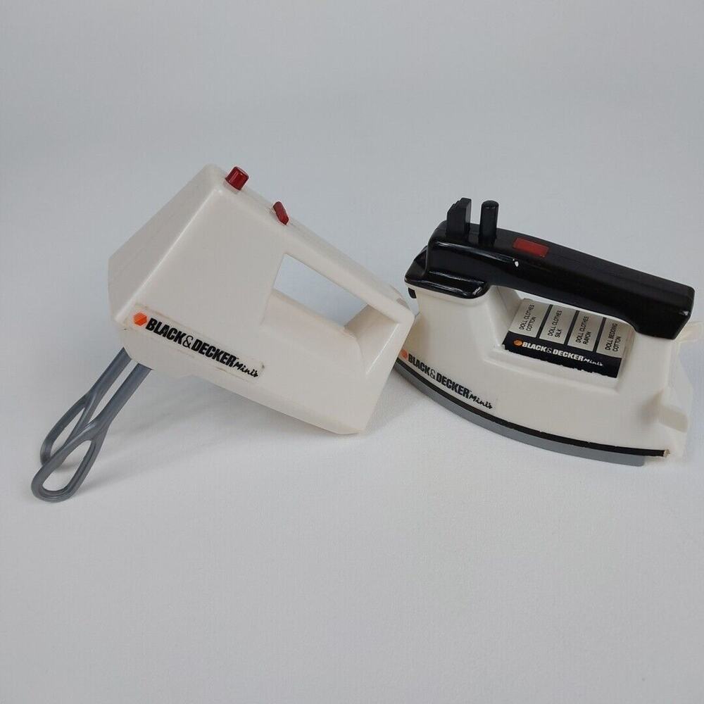 Vintage 1988 Toy Black and Decker Mini Iron and Hand Mixer For Kids‎